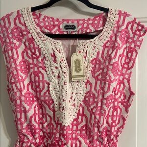 Mud Pie Pink and White Mini Dress